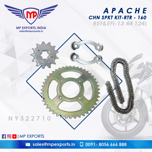 CHN SPKT KIT-RTR REF&EFI-13 44 124L - 160 for TVS Apache 2-wheeler spare parts available for sale to Guatemala