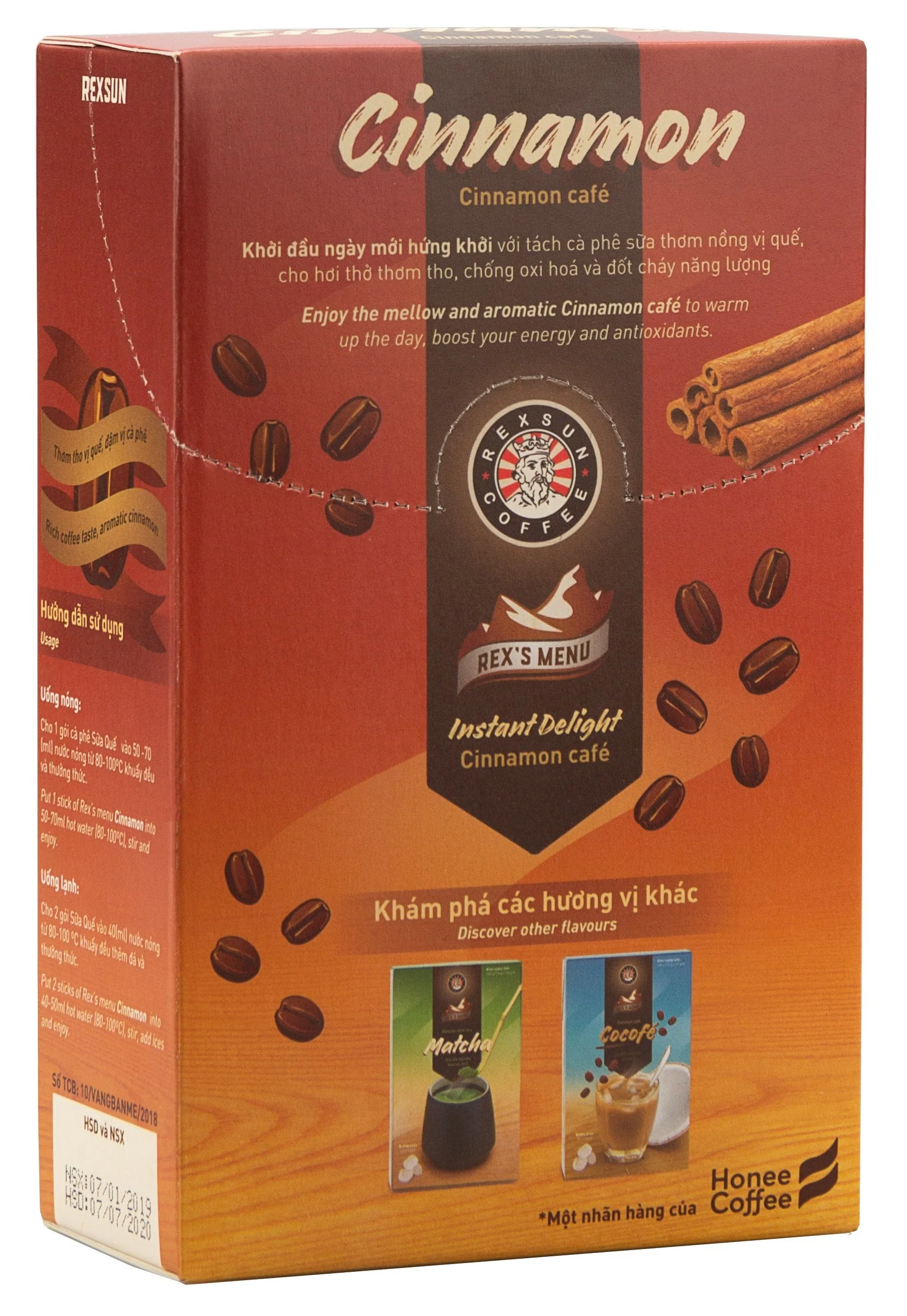 Instant coffee 3 in 1 coffee mix with natural cinnamon powder special taste Rexsun brand