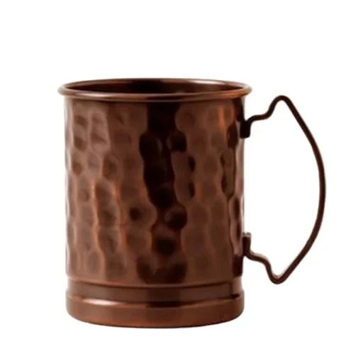Handcrafted Modern Design Pure Copper Mug Hammered Metal for Cocktails Soft Drinks Vodka Wine and Beer as a Present