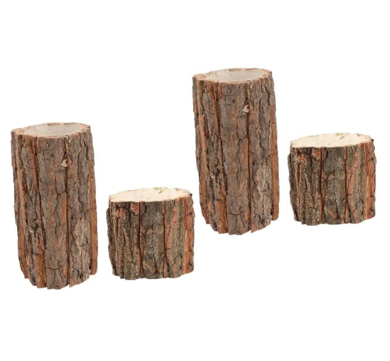 4 Pcs Floral Bark Bucket Green Candle Holder Wood Pen Holder Artificial Outdoor Flowers Flower Container The Office Desk Decor