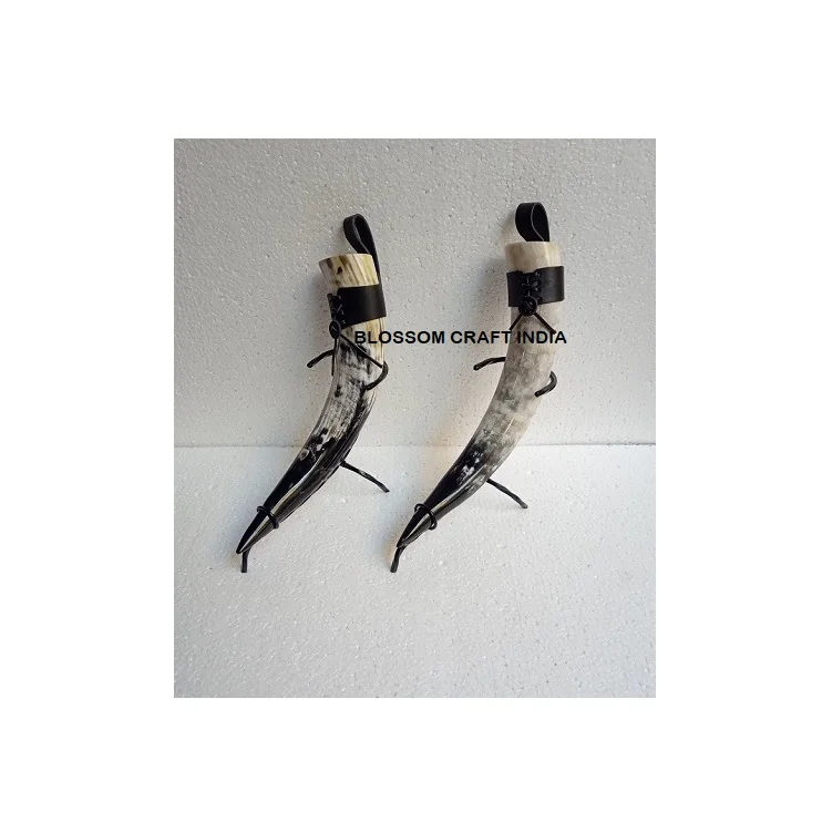 New Style American Drinking Buffalo Horn with Iron stand / Authentic & Food Safe with No leak Ox Horns for Sale