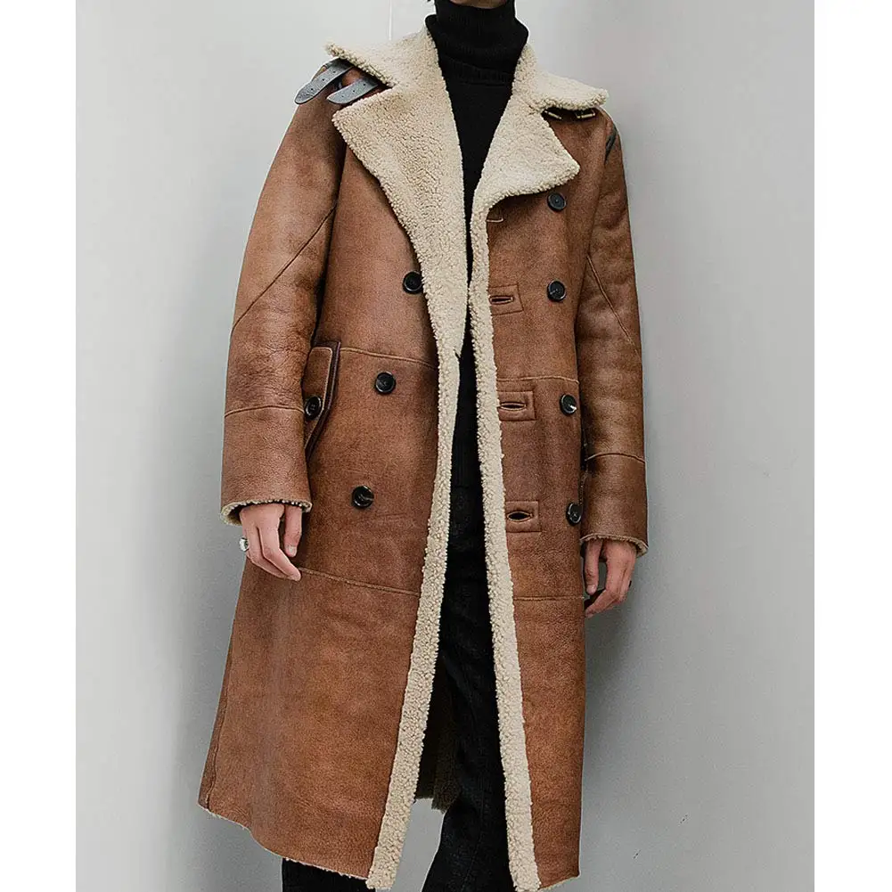 Extra Long Shearling Coat Men Winter Formal Thick Genuine Leather Jacket Natural Shearling sheepskin Coat