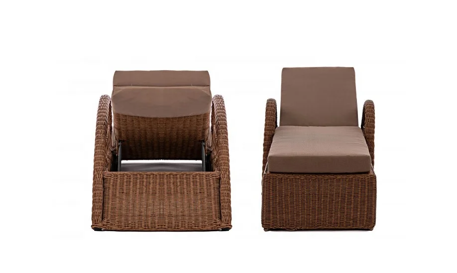 Outdoor Sunbed sun lounger set rattan wicker furniture made in Vietnam for Patio Garden leisure seating factory wholesale