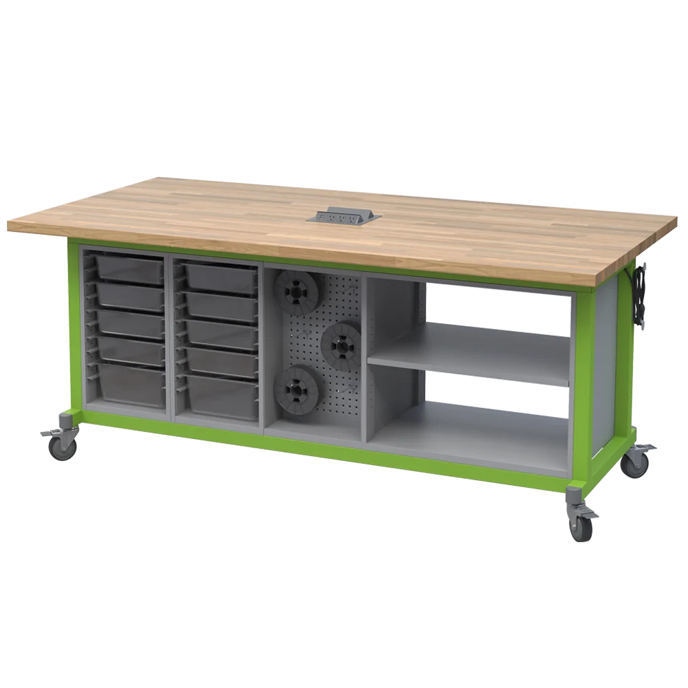 Wholesale Rubber Wood Maker Table Mobile Butcher Block Rubber Wood Work Bench Table