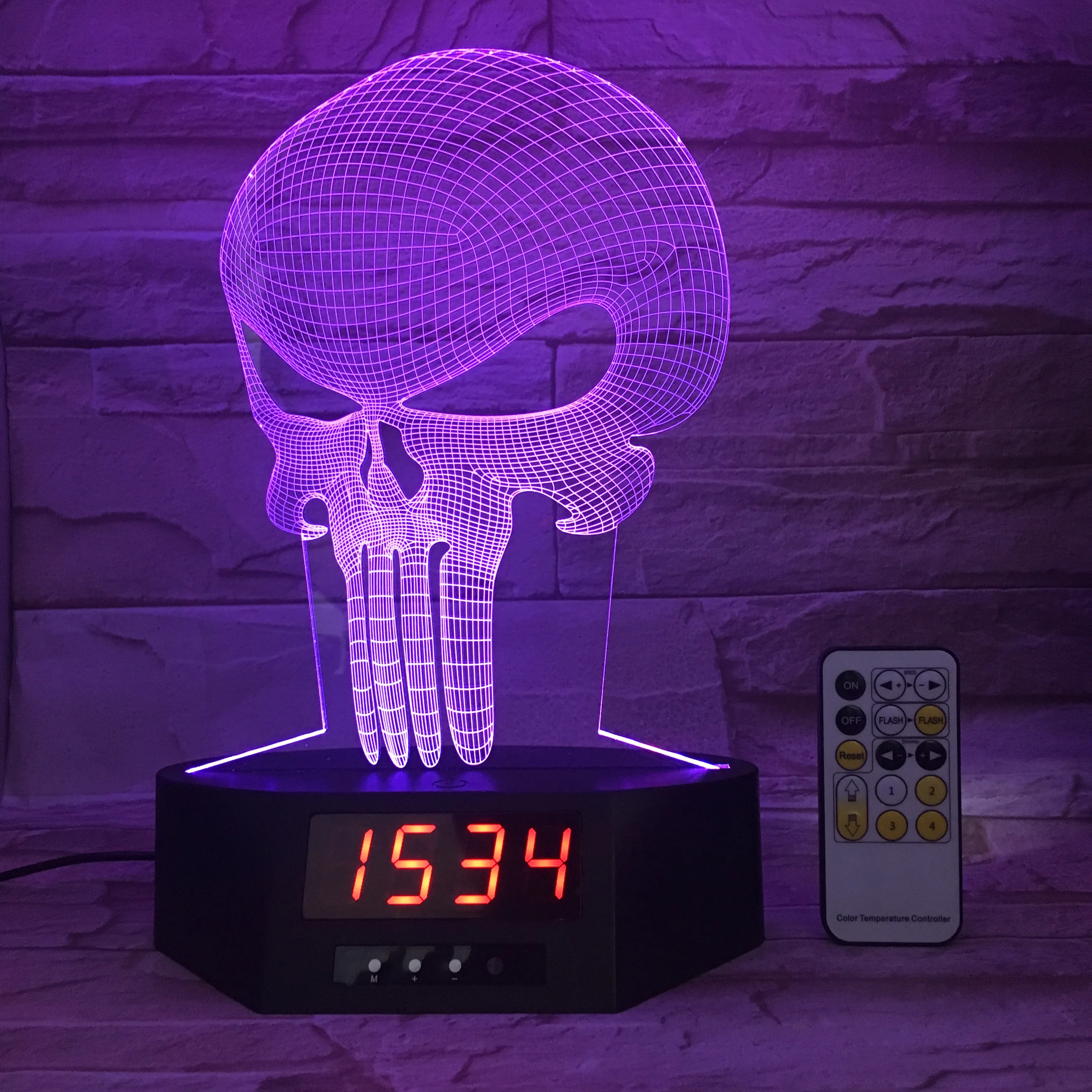 with Clock Base Unique Ship Image 3D Lamp Indoor Decoration Lamp 7 Color Changing 3d Visual Effect LED Night Lighting