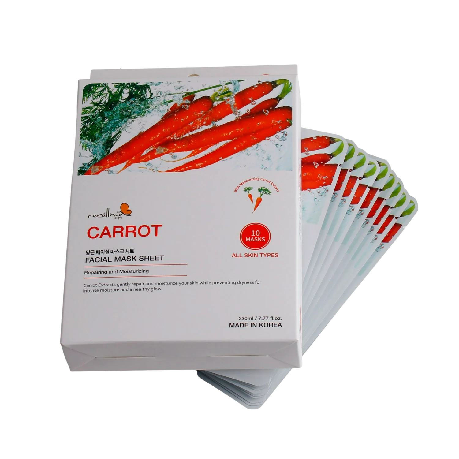 CARROT Face Sheet Mask for Korean Skincare cosmetics OEM, ODM for Customizing your private label, logo