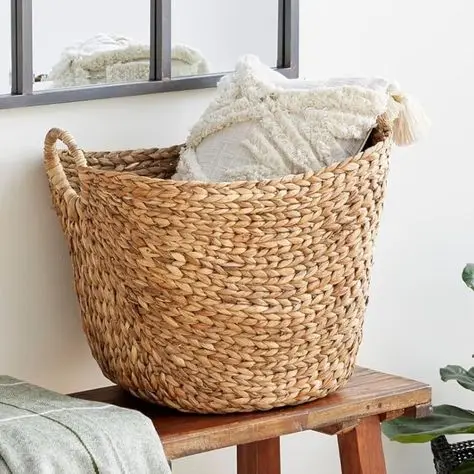 Stylish Water Hyacinth Basket for Rustic and Bohemian Inspired Home Organization