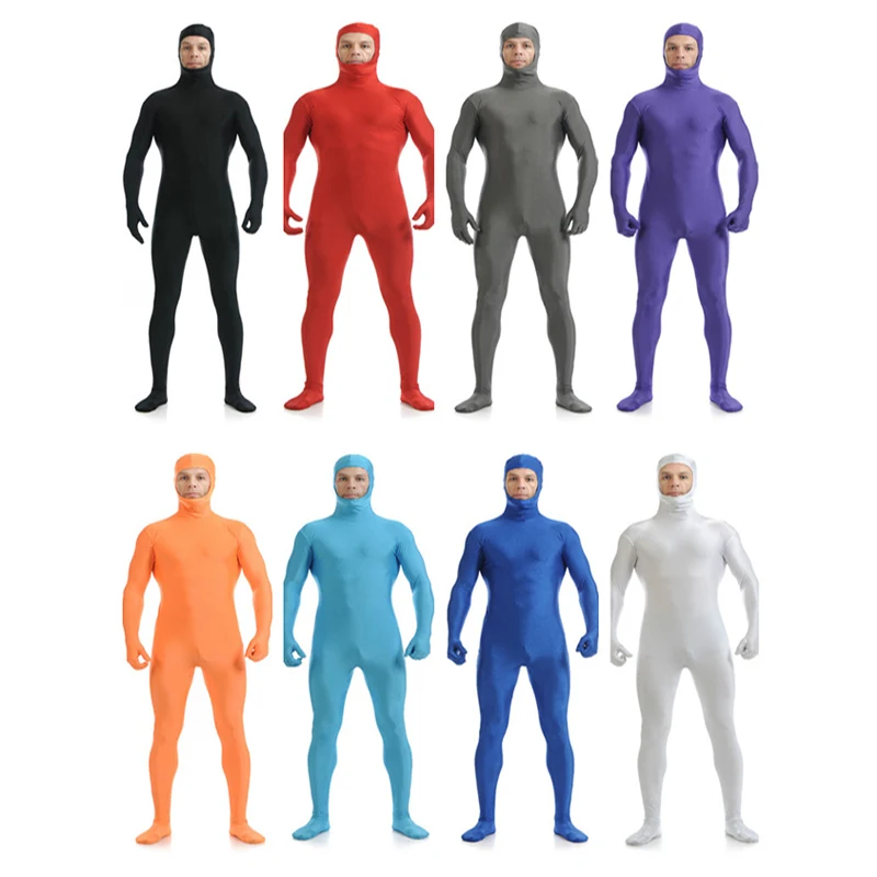 Fotobestway Invisibility Cloak Jumpsuits Ninja Cosplay And Mouth Black Man Halloween Stage Show Tight Mysterious Actor Costume