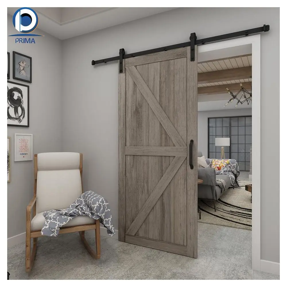 Prima Barn Door Soundproof Interior Door Oak Wooden Sliding Barn Doors For Bedroom