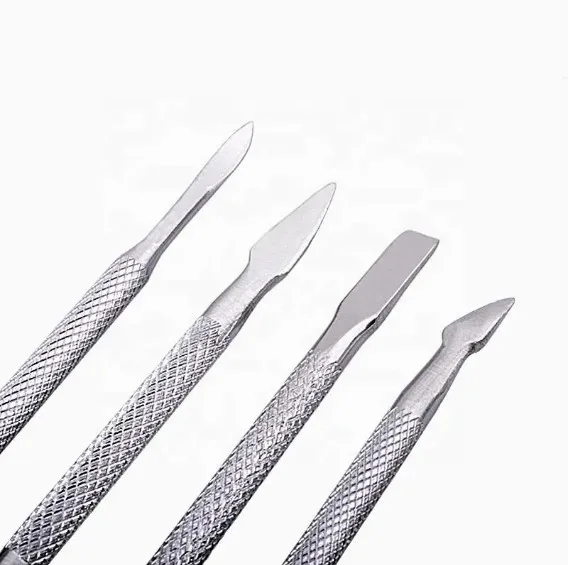 High Quality Double Sides Stainless Steel Custom label stylish angled cuticle nail pusher by Life Care Instruments