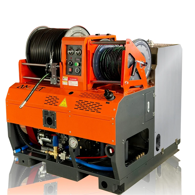 AMJET new vehicle-mounted sewer jet machine comes with two hoses, one 50m 2/1, one 50m 8/3 and a 500 liter water tank