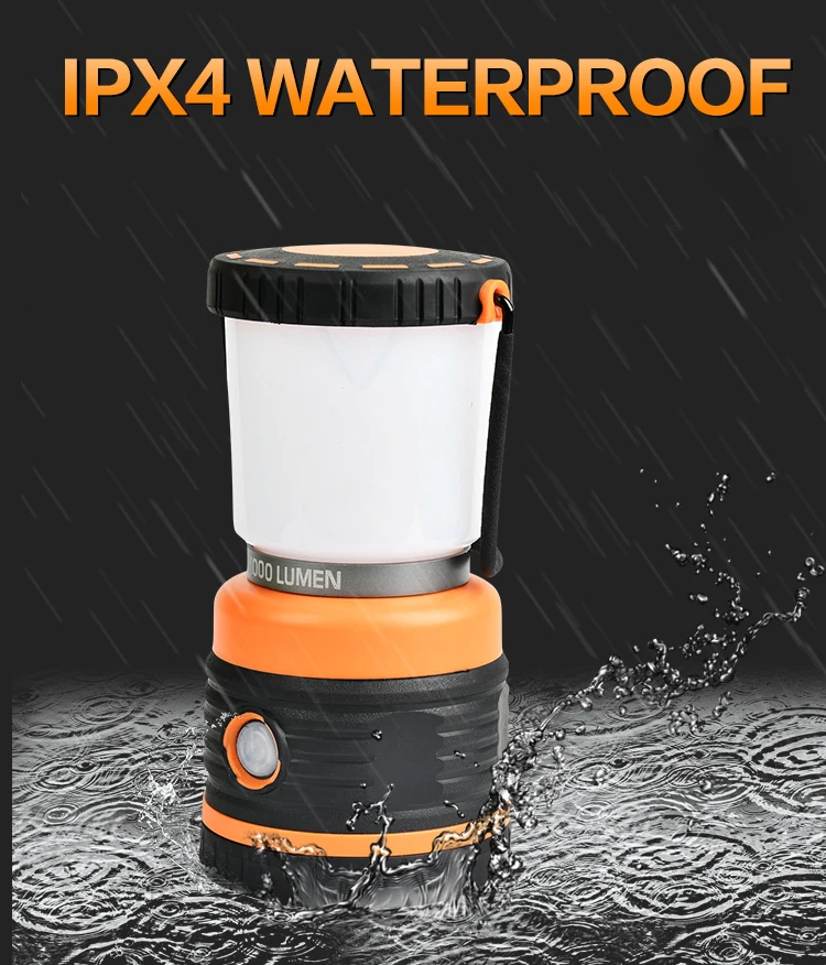 Outdoor Abs Plastic Camping Light New Abs Rubber Material Waterproof 1000 Lumen Camping Lamp Lantern with 4 Modes