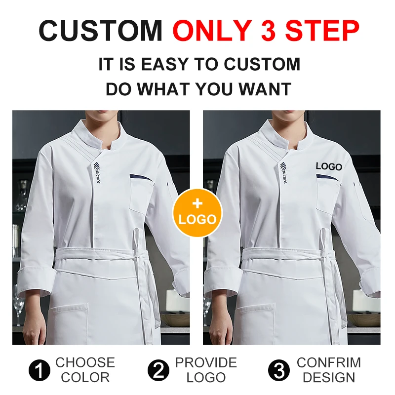 Chef Coat Wearing Uniform Restaurant Long Sleeve Kitchen Work Jacket for Men Customized Chef Clothes Suit
