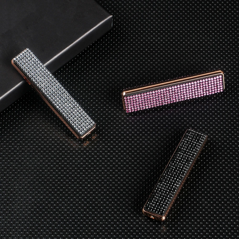 USB Port Blue Rhinestone Diamond Pink Diamond Electric Rechargeable Coil Type Cigarette Lighter