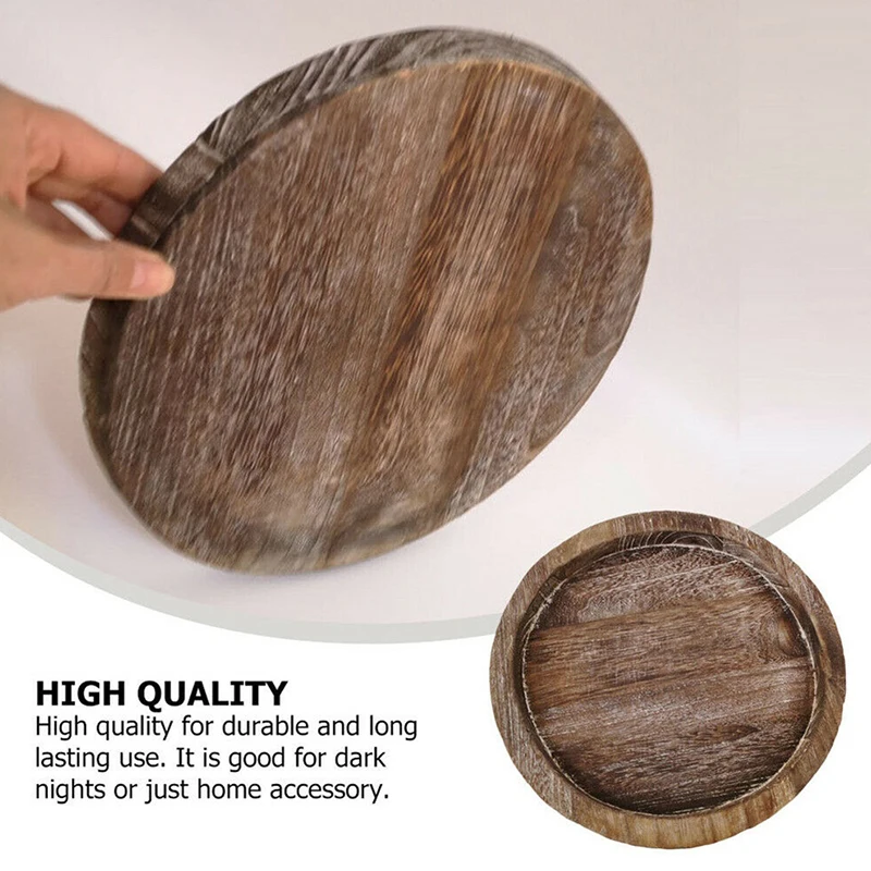 Custom vintage round wooden tray with rustic decorative brown round wooden tray