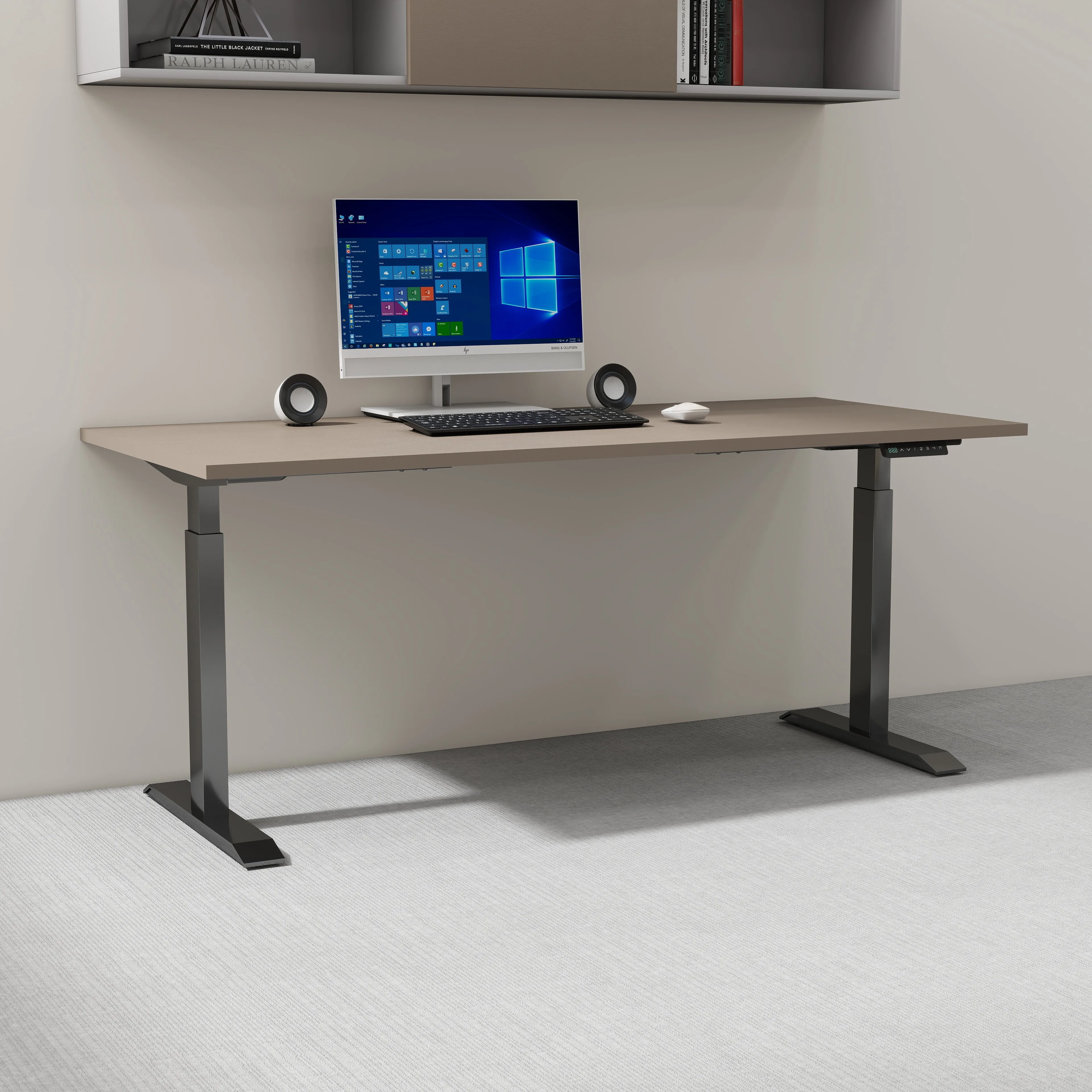 Dual Motor Height Adjustable Electric Standing Desk Sit Stand Office Screen Workstation Small Office Cubicle Desk
