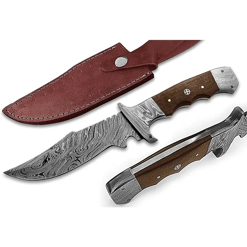 Customized High Quality Damascus Steel Hunting Skinner Knife Fixed Blade Skinner Knife Includes Premium Leather Sheath