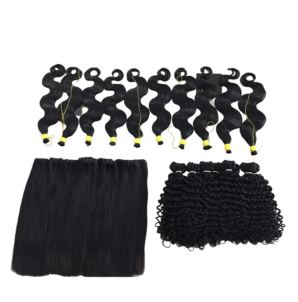 Wholesale Raw Vietnamese Hair Extensions Wavy/Curly Human Hair Machine Weft No Chemical Super/Double