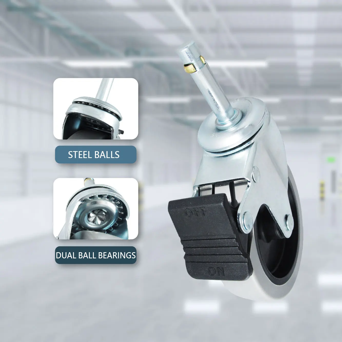 CCE 4 Inch (100mm) Dolly PVC Caster Roller Bronze Ring Stem