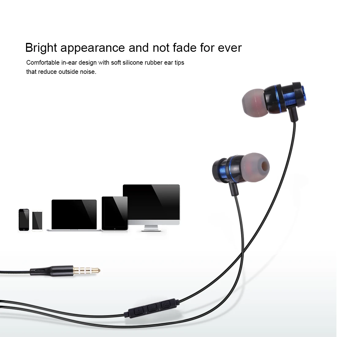 Comfortable In-ear Design Noise Reduction 3.5mm Jack Metal Head Pure Voice Earphones with Mic & Line Control
