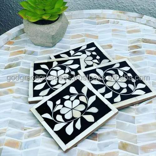 Top Quality Coaster Mother Of Pearl White Coasters Wholesale Tea Coffee Round Hexagon Cup Coaster Wood