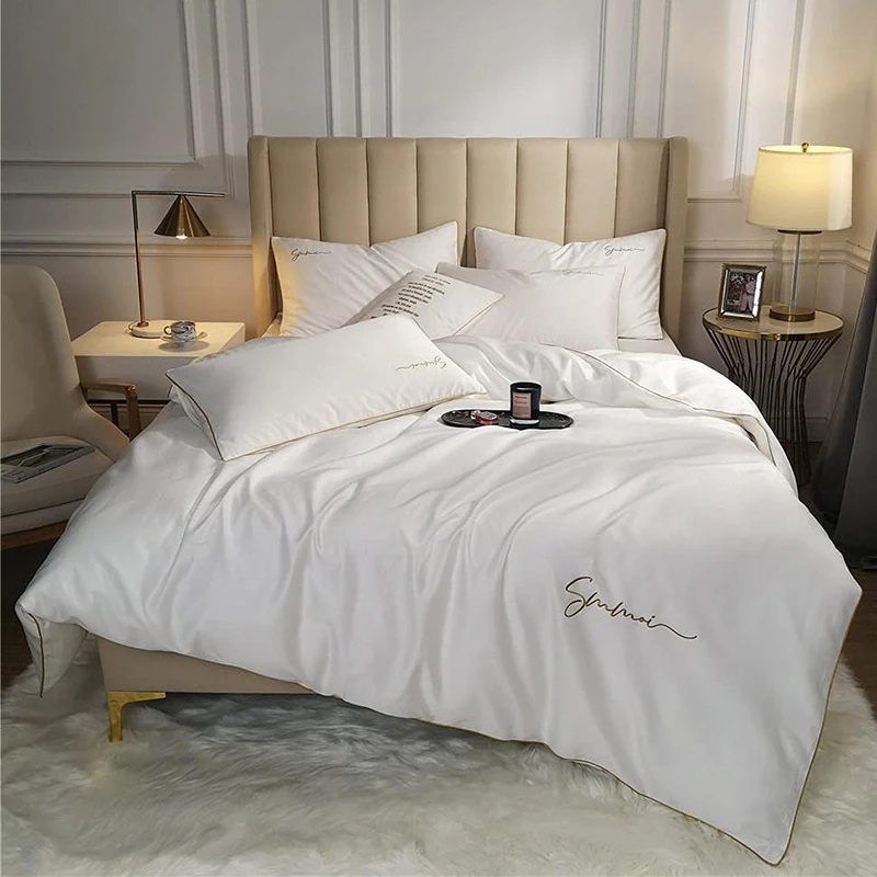 Wholesale Low Price hotel White Satin Cotton Duvet Covers Custom Quality Cotton Made Duvet Covers