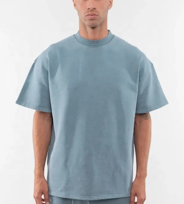 Mens Vintage Luxury Stone Washed 220gsm Heavy Oversized 100% Cotton Puff Print T Shirt