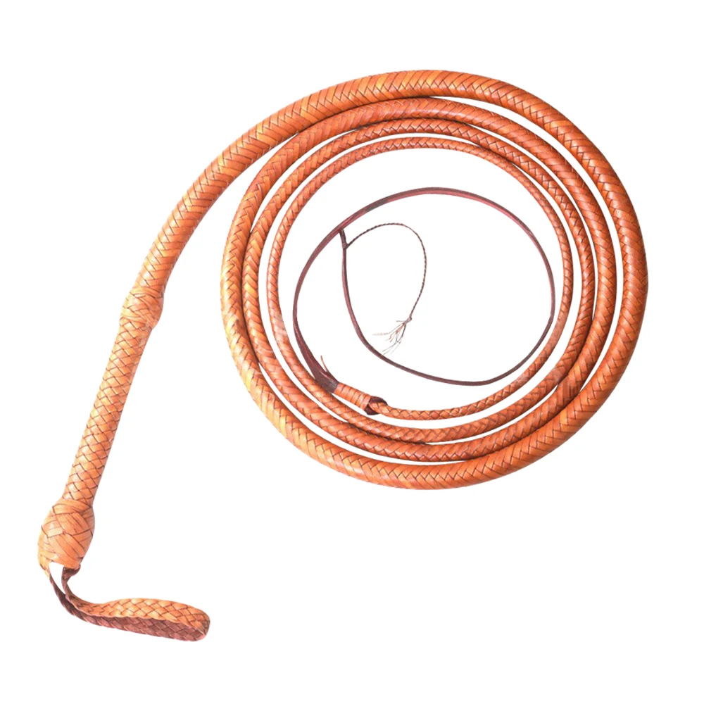 Brown Leather Whip Kangaroo Hide Hand Made Heavy Bull Whip  4 To 16 Feet  14 Plaits Custom Bull Whip Belly And Bolster