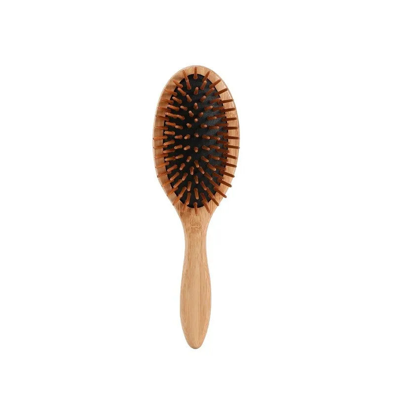 Own Factory ECO Bamboo Custom Logo Designs Paddle Head Massager Scalp Massager Cushion Brush Paddle Handle Detangling Brus