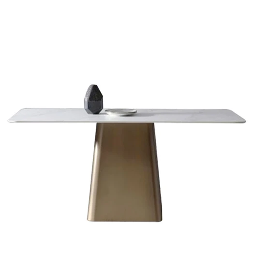 Minimalist Home Furniture Rectangular Marble Sintered Stone Top Stainless Steel Legs Base Rectangular Dining Table
