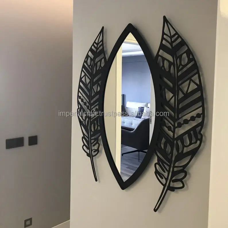 new top selling home decor metal wall mirror frame new leafy design wall hanging mirror frame for home & hotel