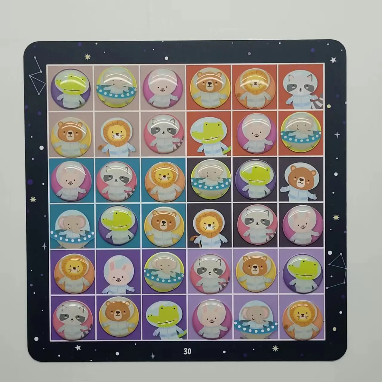 Space Mission board game high level TPE reusable TPR sticker washable custom OEM design waterproof vinyl sticker, Sudoku game