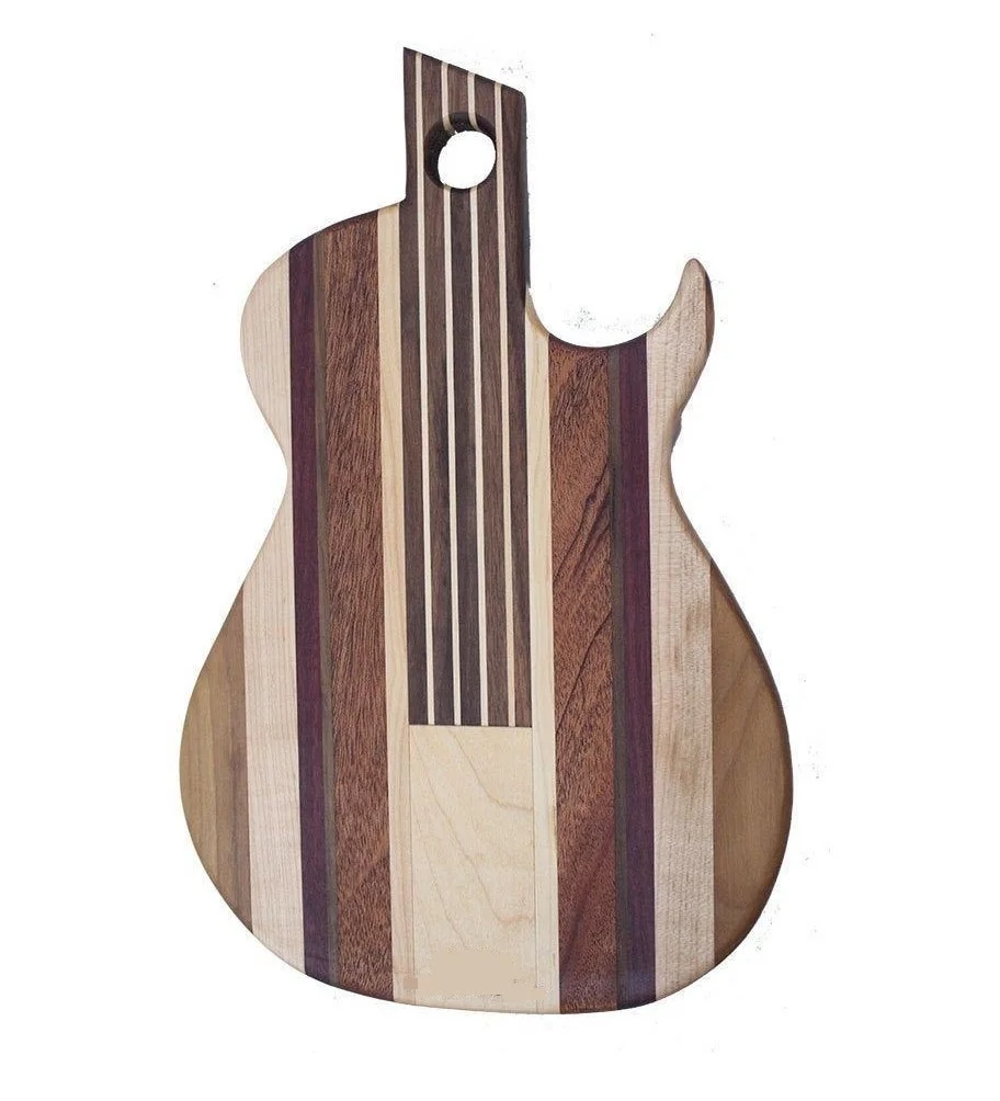 Unique Guitar Shape Mango Wood Chopping Board Wholesale Manufacturer New Design Handmade Wooden Cutting Board