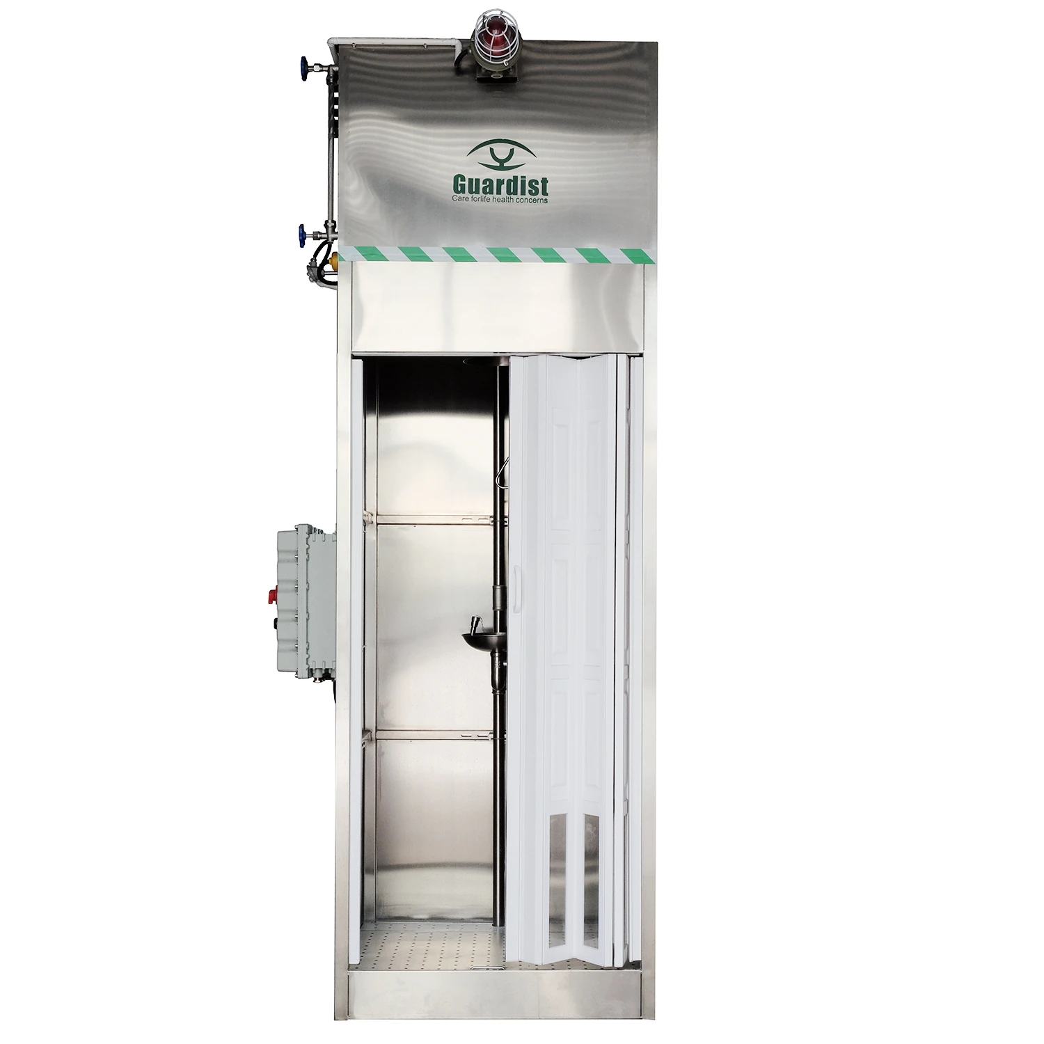 15+ Years OEM Factory ANSI Stainless Steel Outdoor Eye Wash Shower Station Emergency Shower With Water tank &Alarm & Light