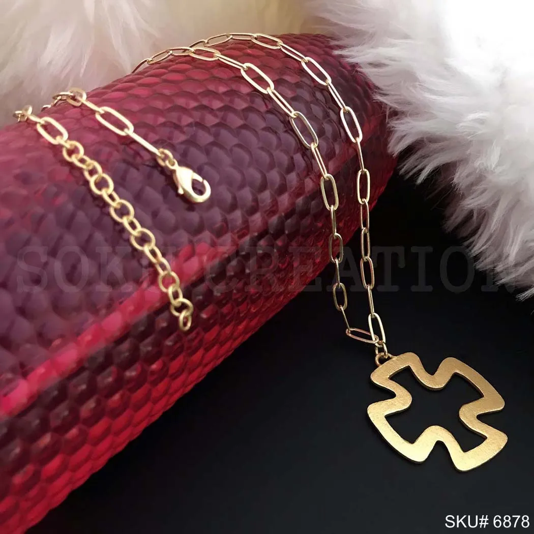 Gold plated Stylish Statement Big Pendent of Christian Cross With Chain Necklace  unique trending premium product SKU6878