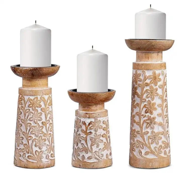 Nordic wooden candle holder creative candle rack decoration ornament retro color candle holder home decoration