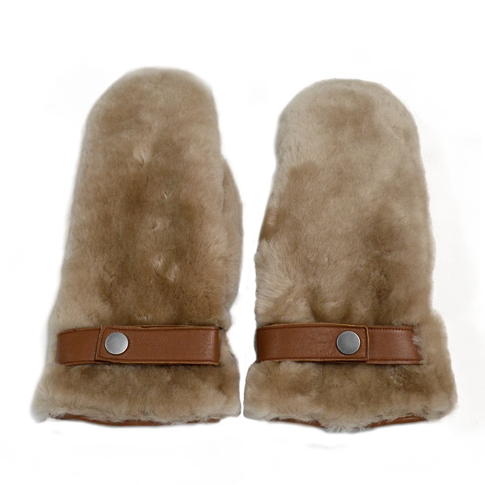 Fashion Unisex Sheepskin Mittens Winter Thermal Gloves Leather Fur Gloves for Women Men 100% Nature Sheepskin Mittens Woman