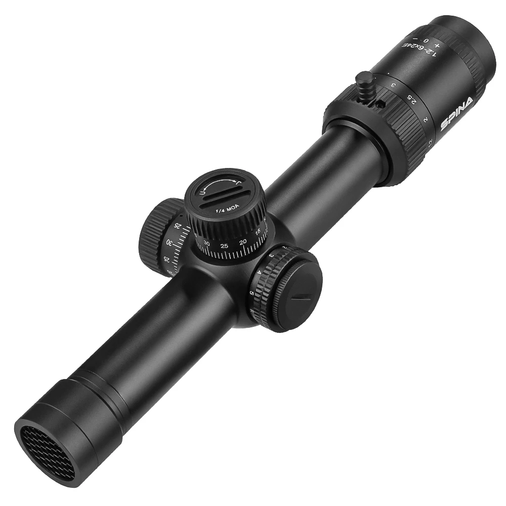 SPINA 1.2-6X24 IR FFP Compact Red Green Illuminated Reticle Scope Quick Aim Lock Turret Scope For Tactical Outdoor Hunting