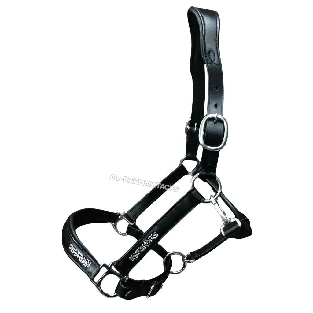 BEST BUY EQUESTRIAN HORSE VEGETABLE TANNED LEATHER ANATOMIC HORSE HEADCOLLAR SOFTY PADDED HORSE HALTER RHINESTONE JEWELED HALTER