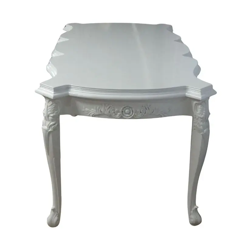 White Dining Table Antique Table Rose Carving Dining Table