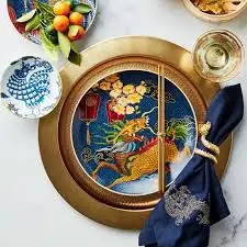 Wedding Nordic Dinner Plates Factory Direct Wholesale Hotel Blue Nordic Dish Ceramic Dinner Plate Set