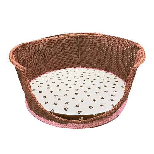 Pet house made from pp yarn crocheted Handmade light blue PP yarn hands knitting basket crochet basket kit for Pet