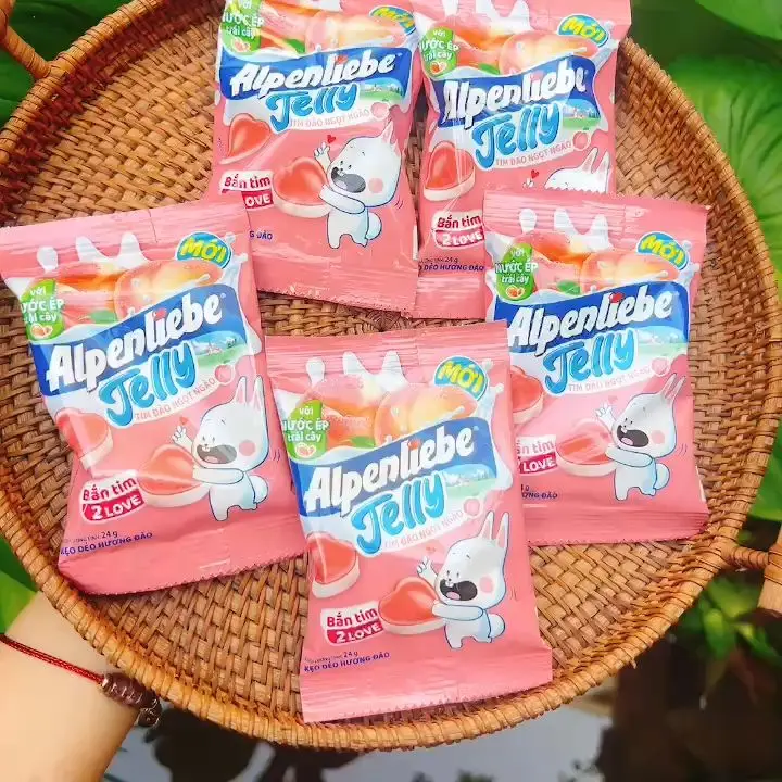 Exporter Alpenlieb.e soft Candy peach flavour bag 24g sweet gummy candy jelly candy with fruit juice Confectionery from Vietnam