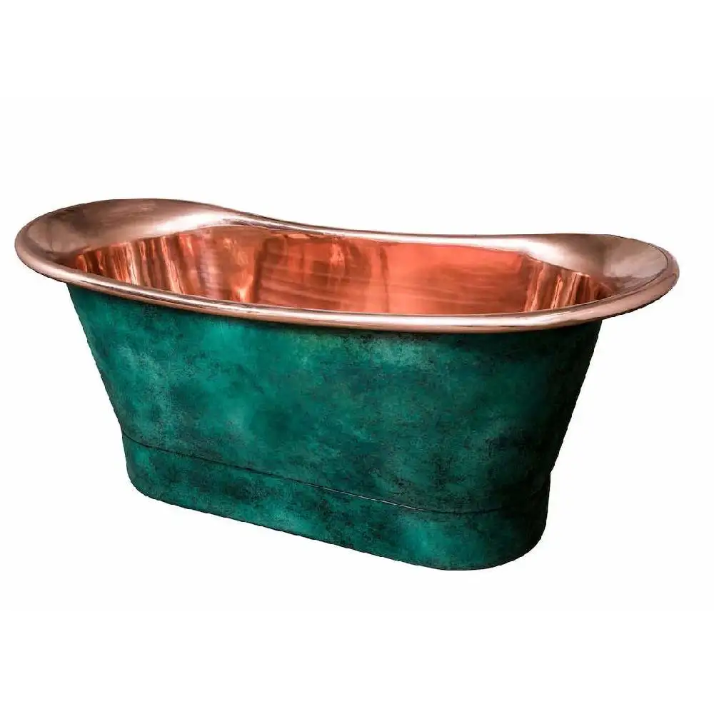 High Quality Green Copper Double Slipper Soaking Tub Solid Copper Bath Tub  Luxury Tub for Bathroom in Wholesale Price