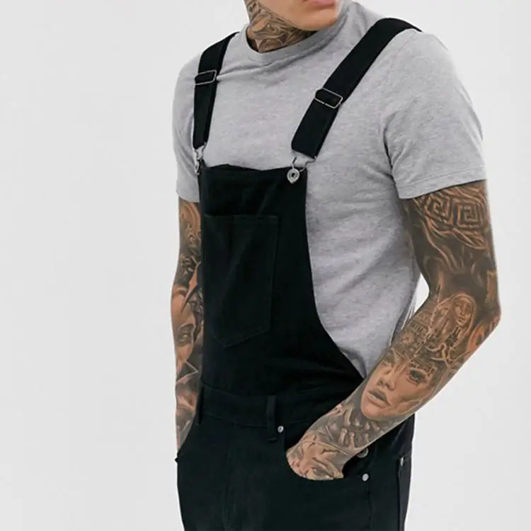 High Quality Casual Mens Pants Slim Fit Blue Men Denim High Waist Full Length Trousers Jeans Jumpsuit Overall For Men