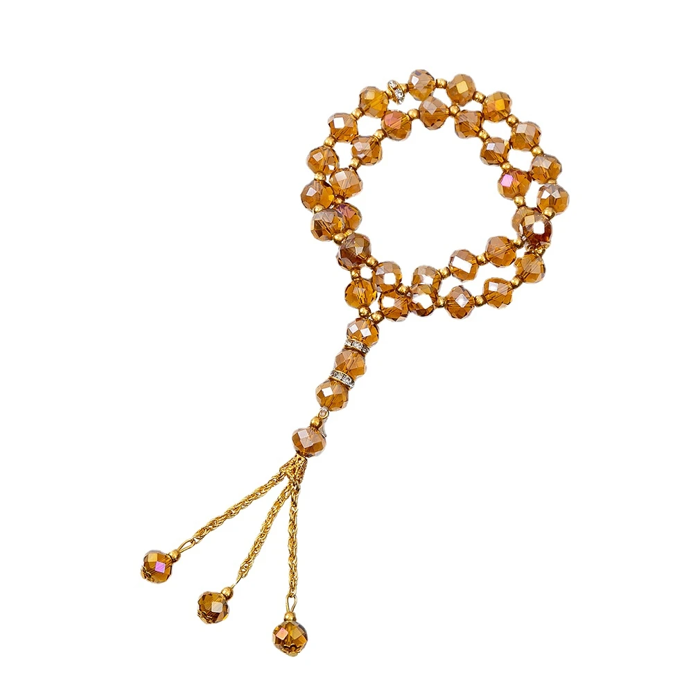 Ramadan Gift Religious Tasbih 10mm 33pcs Gemstone Round Muslim Bracelet Prayer Beads Premium Quality Crystal / Plastic