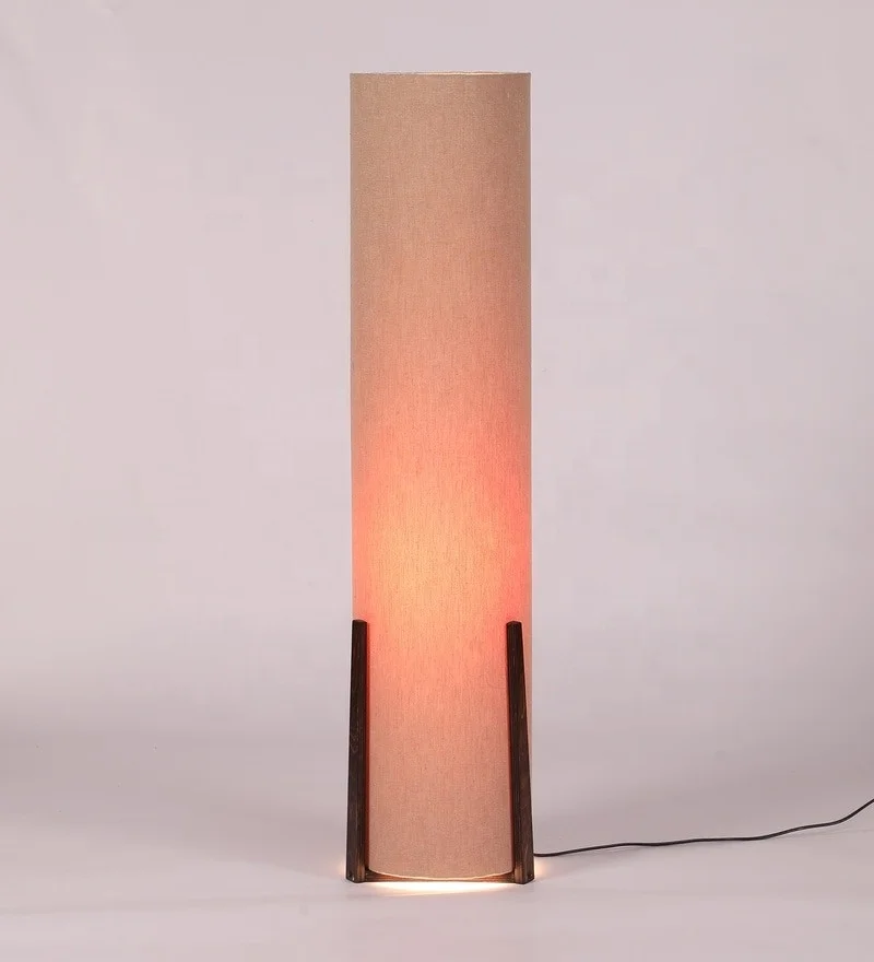 Best Quality Beige Color Fabric Shade Lamp With Wooden Brown Base .
