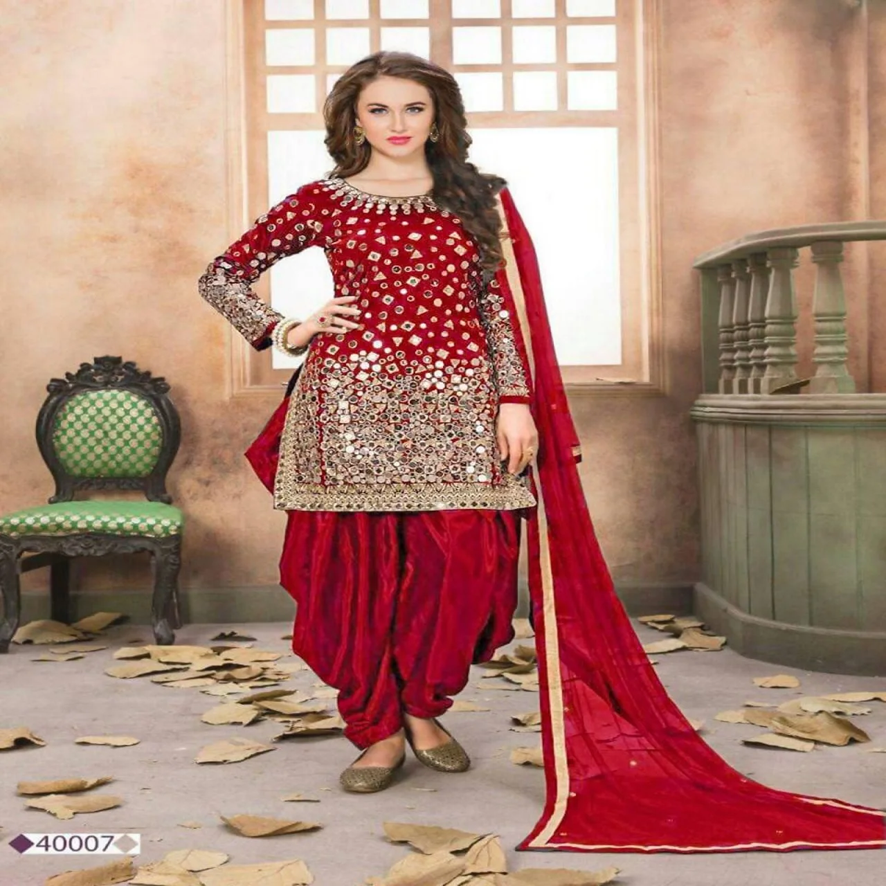 DESIGNER TAFFETA SILK AND EMBROIDERY WITH REAL MIRROR WORK SUITS
