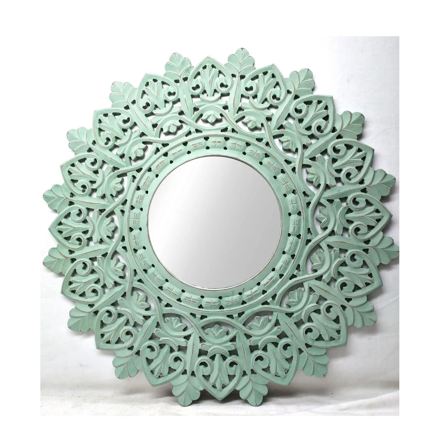 Привлекательный дизайн лучшее качество белая антикварная цветная деревянная зеркальная рама по хорошей цене круглая форма