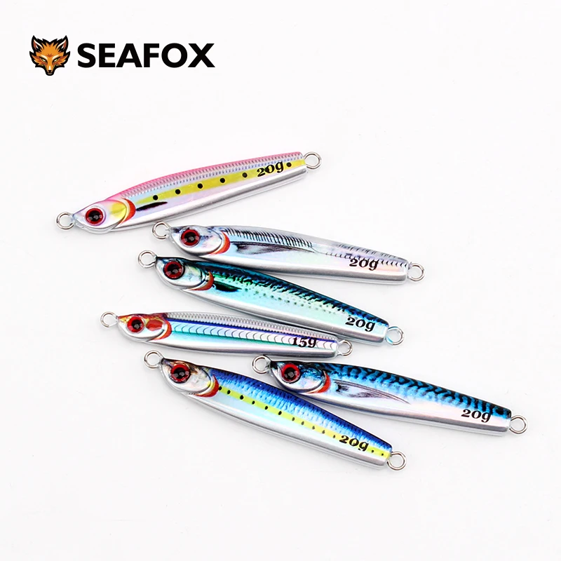 Seafox OEM 10g -80g 3D Printed Metal Jigs Shore Fishing Jigs Micro Saltwater Carp Hard Artificial Fishing Lure Jigbait Lure